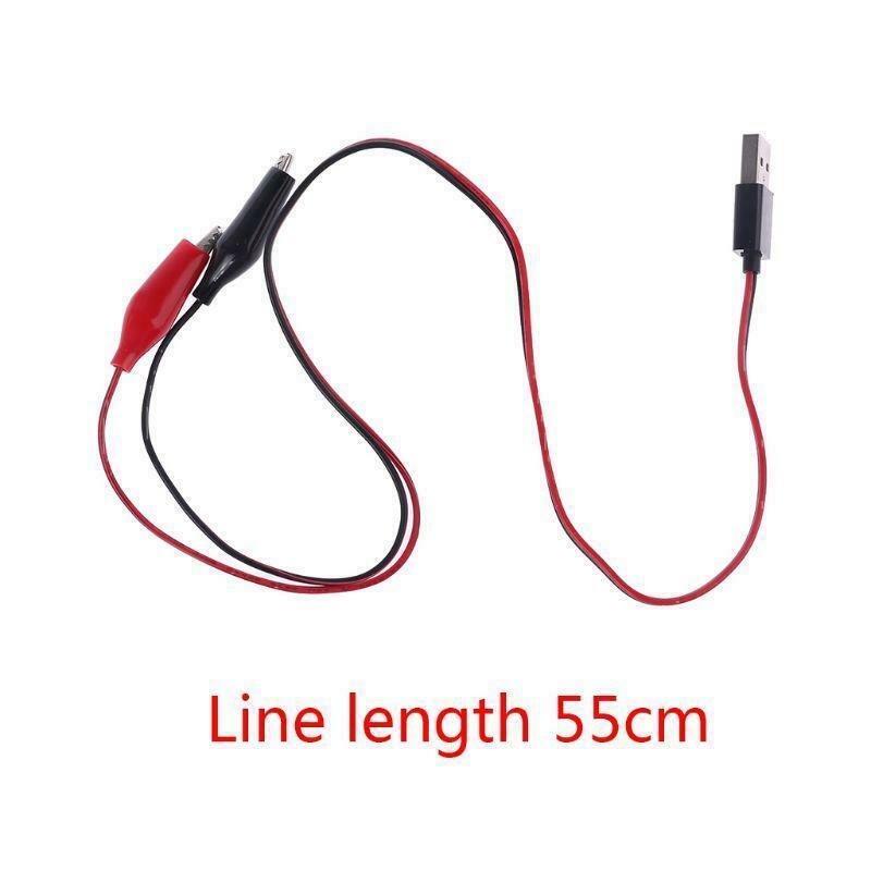 55CM Alligator Test Clips Clamp to USB Male Connector Power Supply Adapter Wire