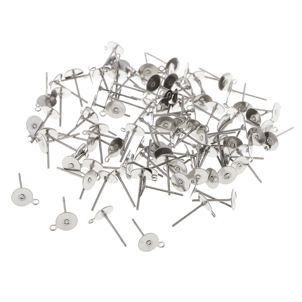 100 6mm Stainless Steel Stud Earring Blank,Jewellery Making,Loop DIY Earring