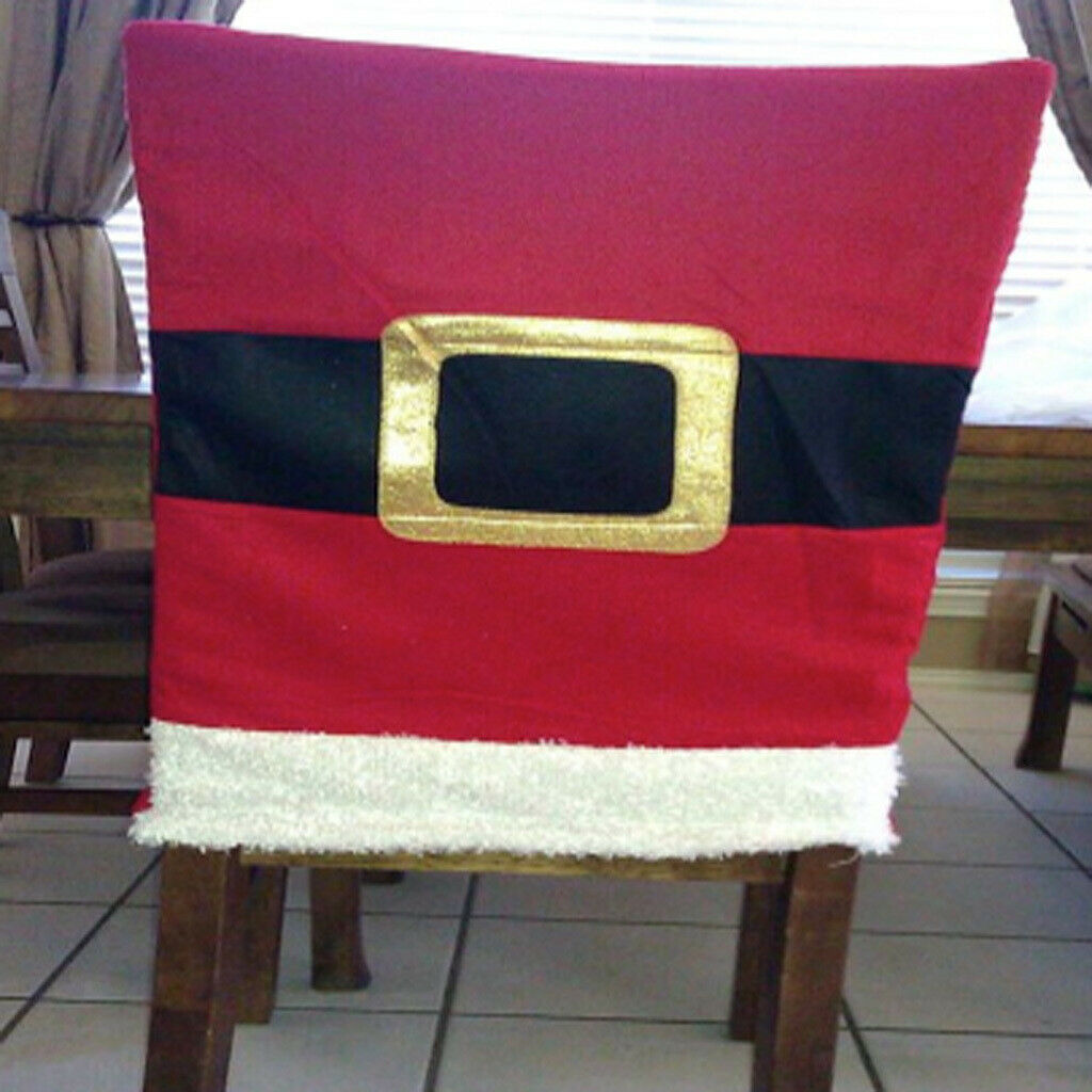 Festive Christmas Belt Chair Back Cover Xmas Dinner Banquet Kitchen Table Party