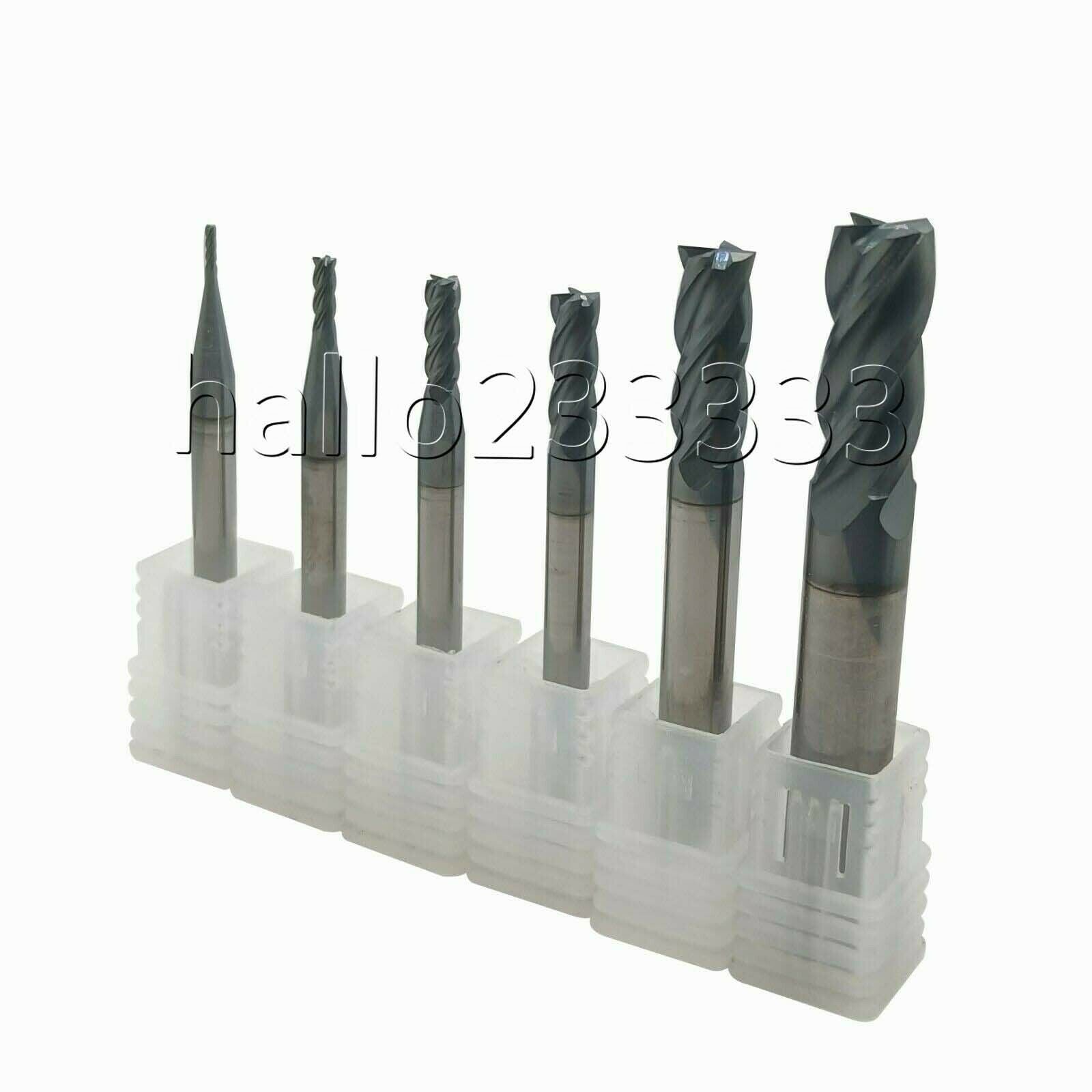 7Pcs HRC60 4 Flutes Tungsten Carbide End Mill Set Milling Cutter Tool 1mm-8mm
