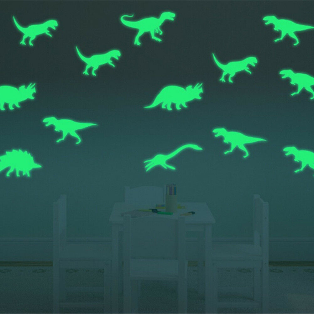 9x Glow in the Dark Luminous Dinosaurs Stickers Kids Room Wall Art Decoratio Lt