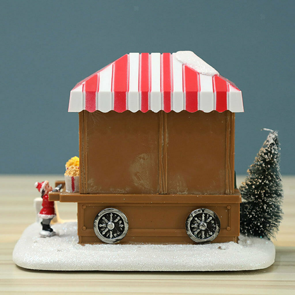 Christmas Snow House LED Popcorn Wagon Village Town Home Holiday Decoration