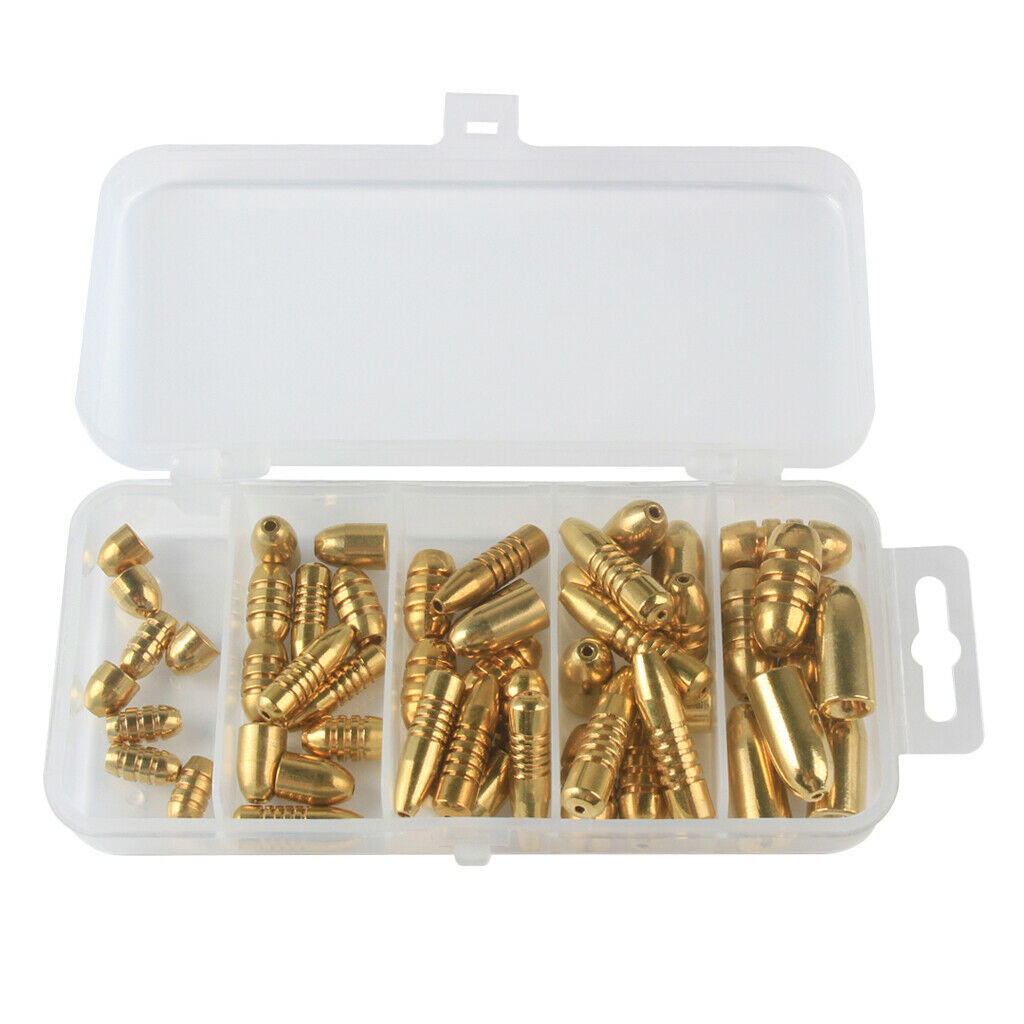 52pcs Brass Weights Bullet Shape Sinker Sea Carp Fishing   Sinker Tackle