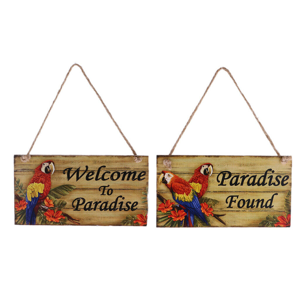 Welcome to Paradise/Paradise Found Wood Plaque with Jute Twine Hanging Sign