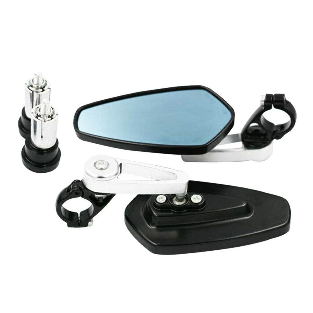 Black 1 Pair Motorcycle Rear View Mirrors Handlebar End Side View Mirrors