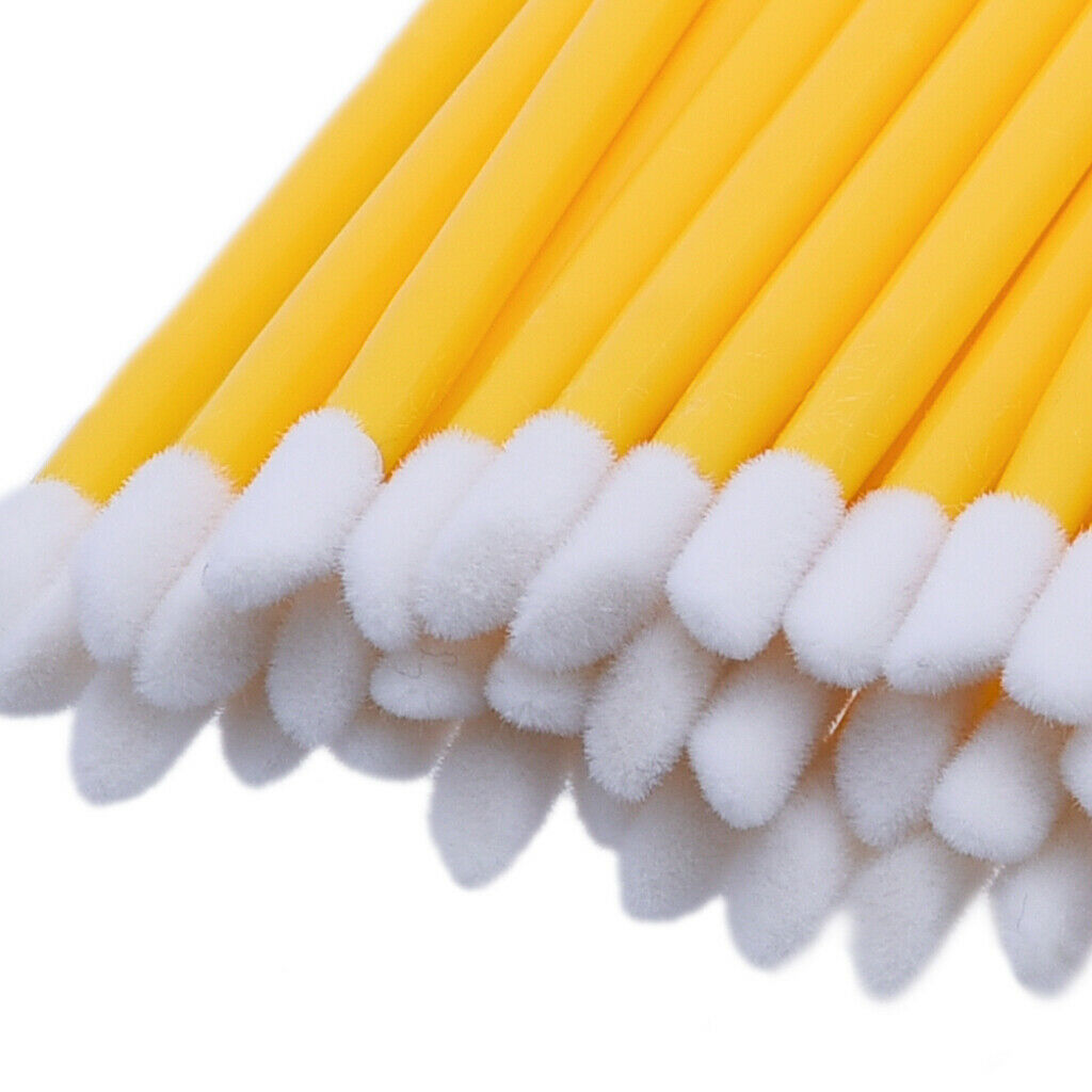 100Pieces Disposable Lip Gloss Brush Lipstick Wands Makeup Applicator Yellow