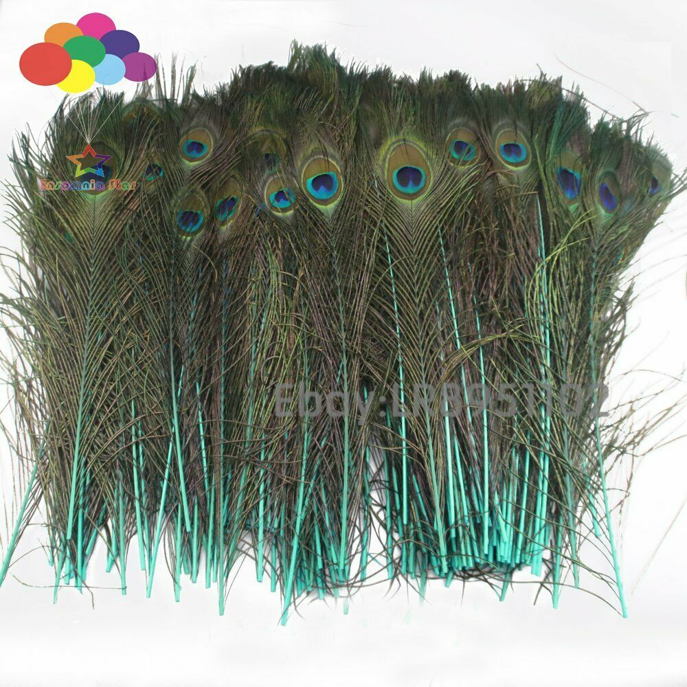 New 100 PCS Mint Peacock Feather 40-45 cm DIY Clothing Decoration Plumage Crafts
