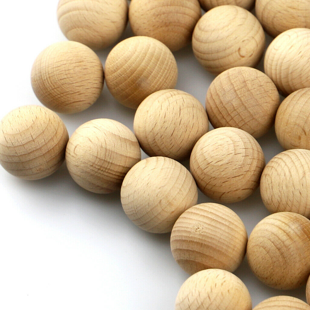 50Pack Unfinished Wooden Beads Loose Spacer DIY Crafts Jewelry Making 2.5cm