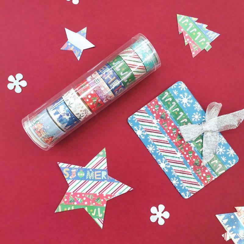 9pcs/set Christmas Washi Tapes Snowman Tree Patterns Tape for Adults Kids DIY