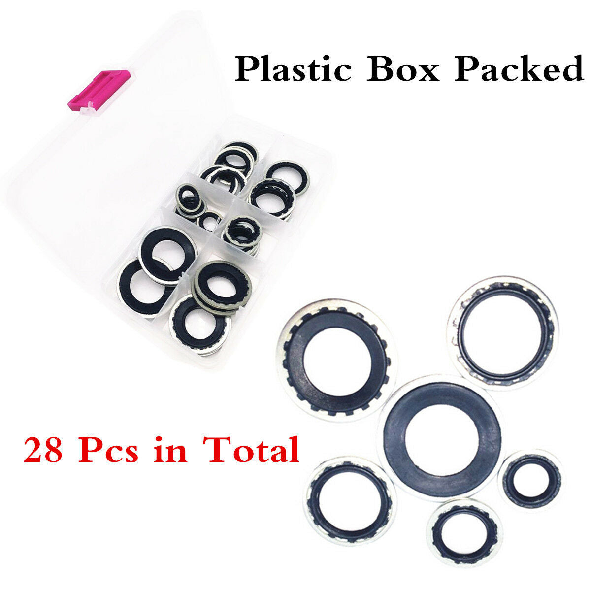 28 Pcs Alloy Metal Automotive Air Conditioning Compressor Gaskets, 6 Kinds Sizes