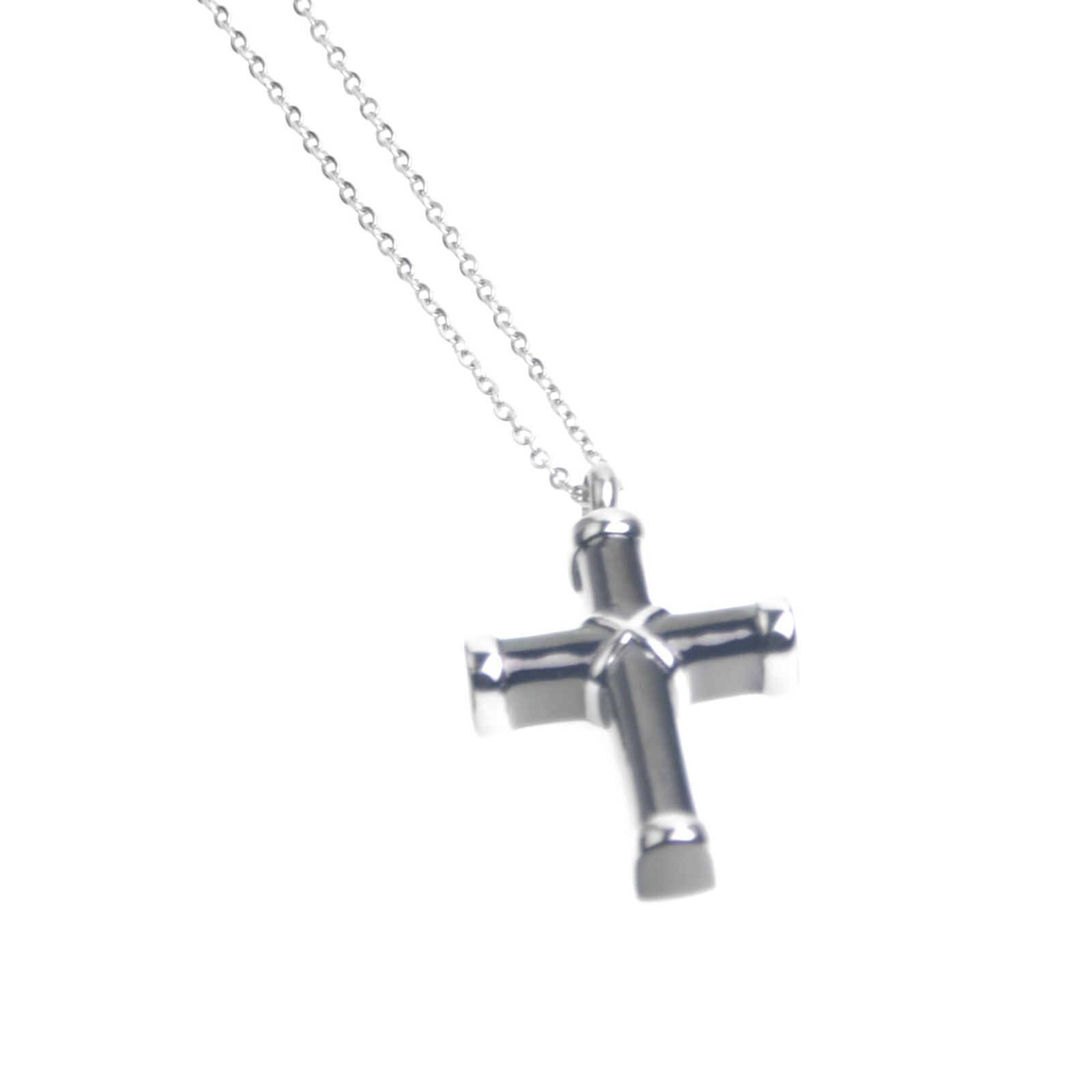 Cross Shape Stainless Steel Cremation Jewelry Hold Ashes Keepsake Urn Necklace