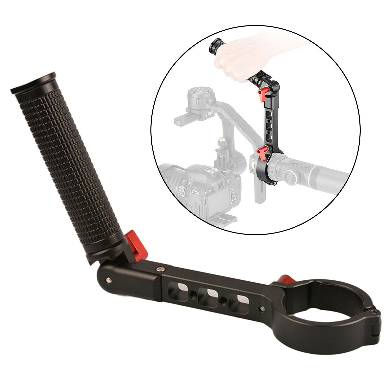 Hand Grip Neck Ring Mounting Clamp Extension Arm for Zhiyun Crane 2S Black