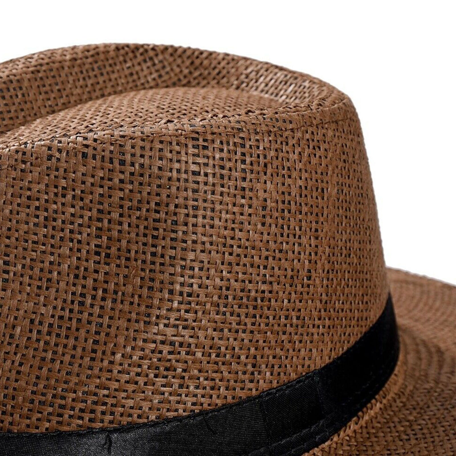 Unisex Man Summer Trilby Gangster Cap Beach Sun Straw Hat Band Sunhat Panama Hat