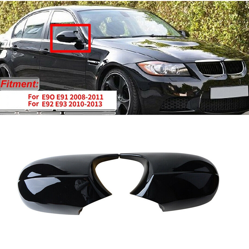 2Pcs Car Side Door Rearview Mirror Cover Cap For BMW E90 E91 E92 E93 E80 E81 E87