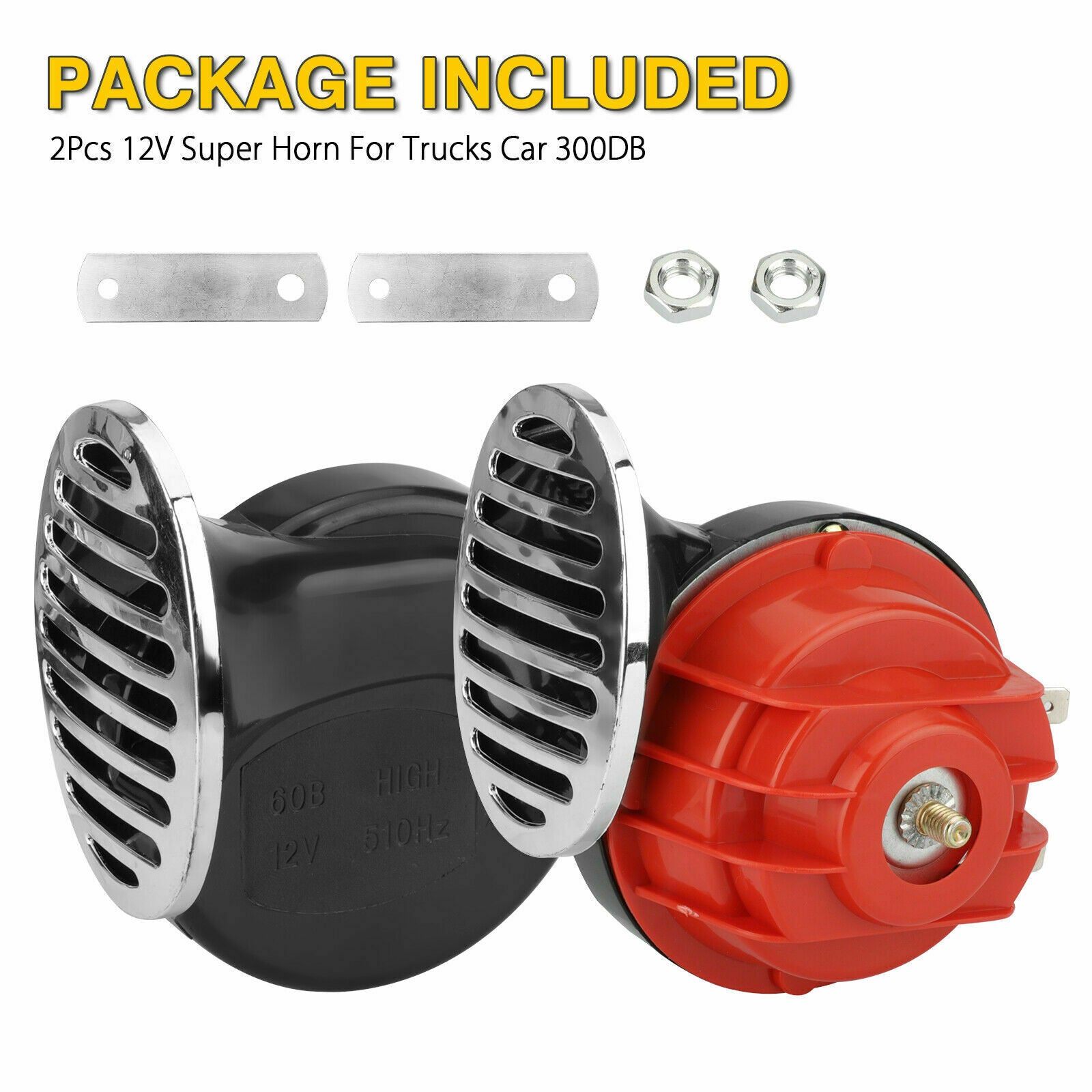 2x 12V 300DB Super Train Horn Waterproof for Car SUV Truck Boat Motorcycles Red