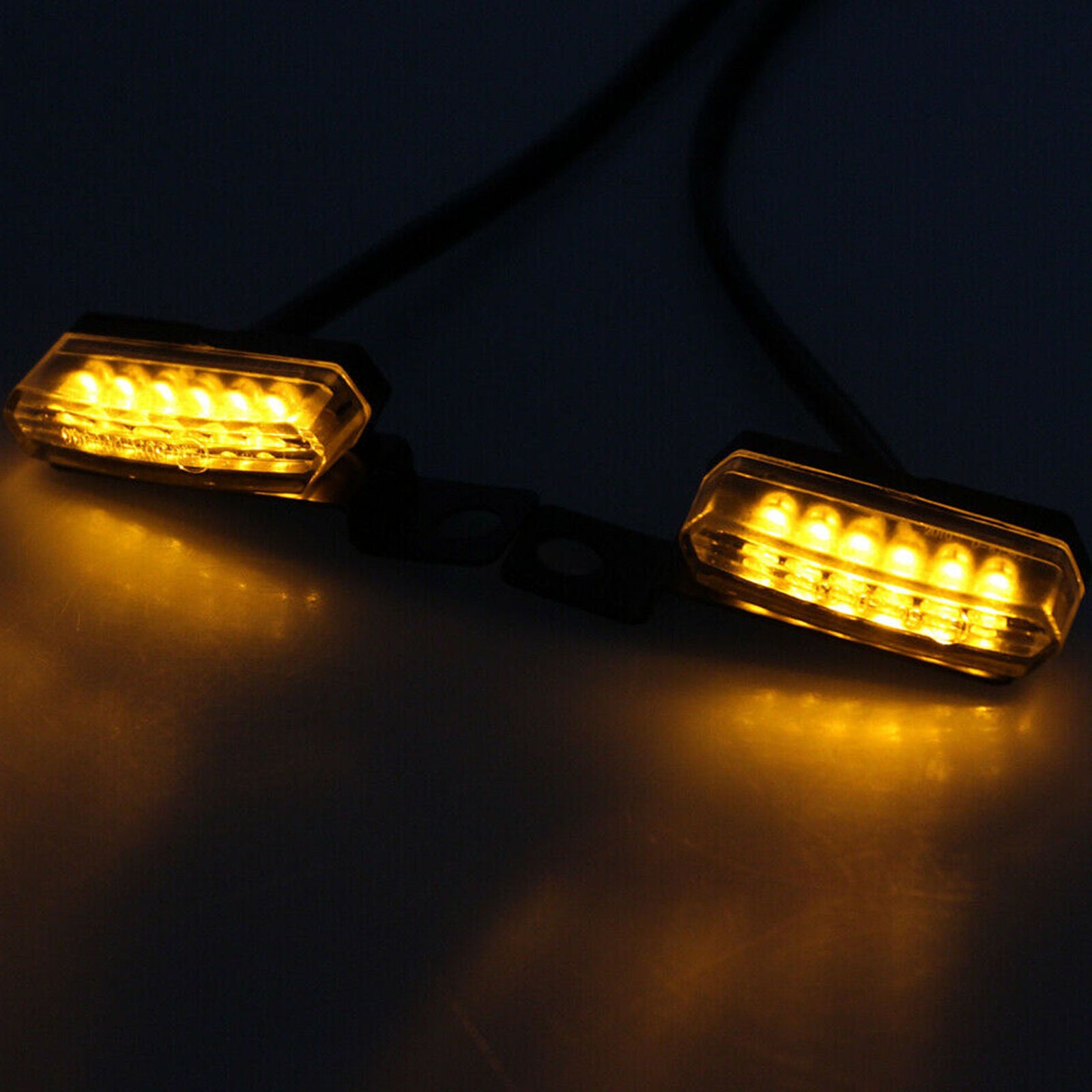 2x Amber LED Motorcycle Turn Signals Blinkers Front Rear Peg Lamp Lights DC 12V