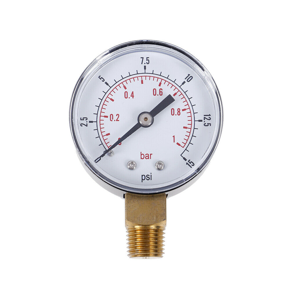 Low pressure gauge for fuel air oil gas water 50mm 0-15 PSI 0-1 bar 1/4 SG TW Gy