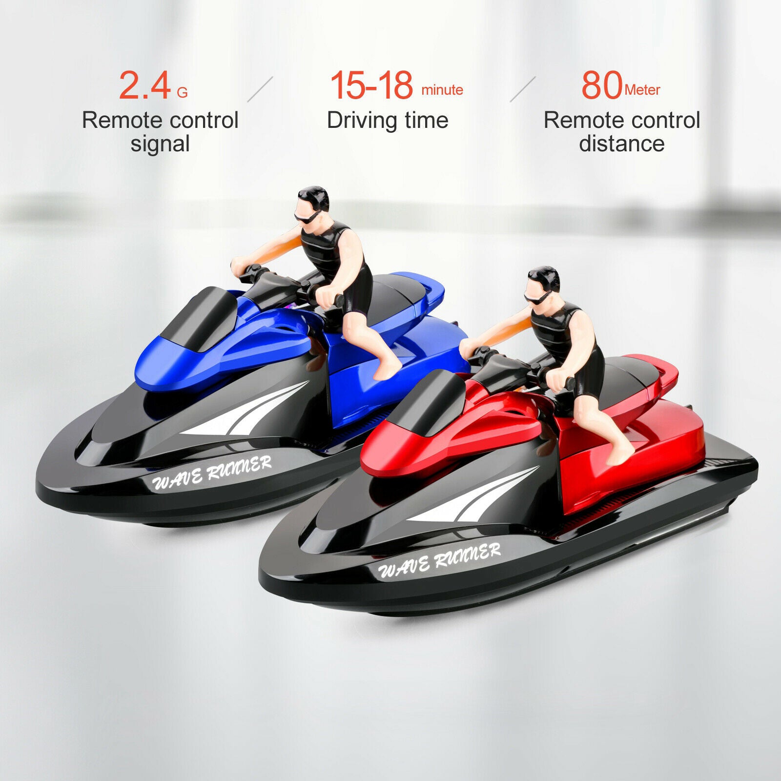 RC Boat Fast RC Boats Toys Gifts for Adults Kids 20Km/h RC 80m red 2 battery
