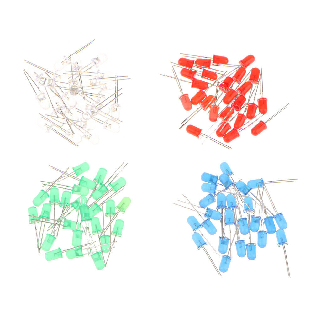 100pcs 5mm Red White Blue Green Diode LEDs Light Emitting Bulb Lamp Luminous