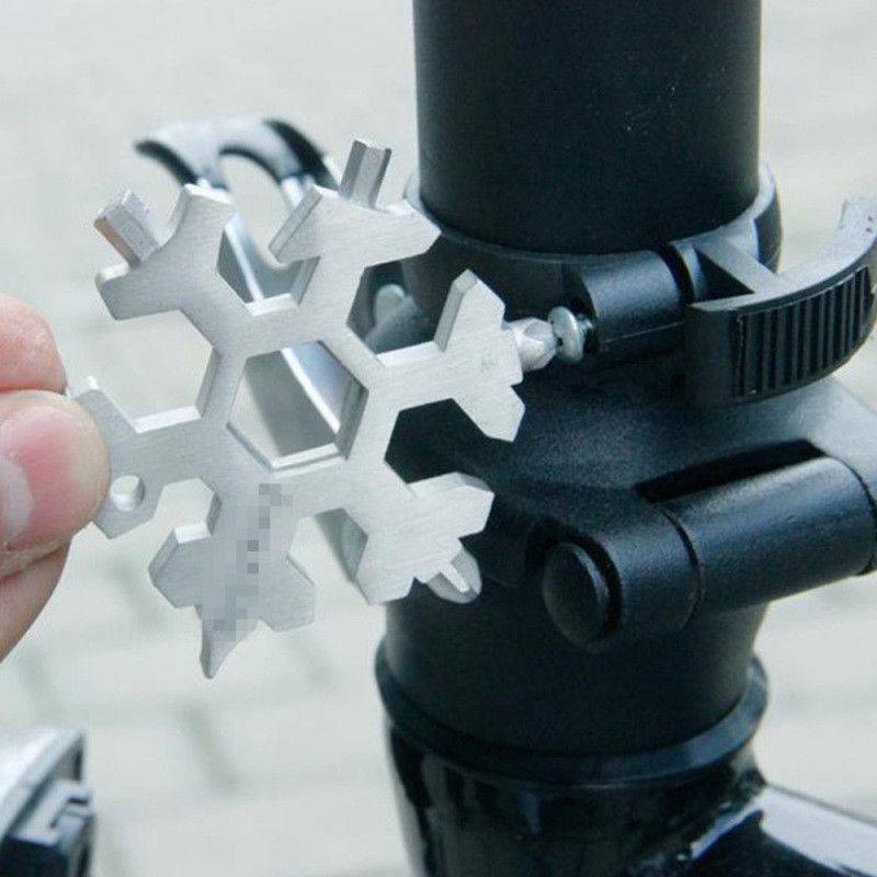 18In1 Stainless Tool MultiTool Portable Snowflake Shape Key Chain Screwdriver US