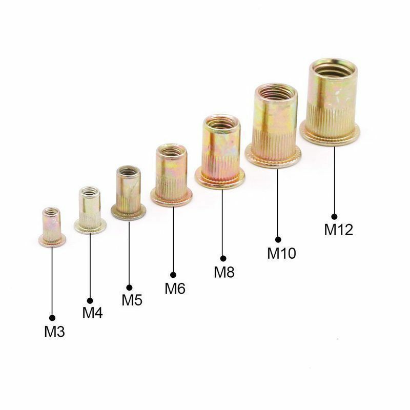 165pcs Mixed Zinc Plated Carbon Steel Rivet Nut Threaded Insert Nut set M3