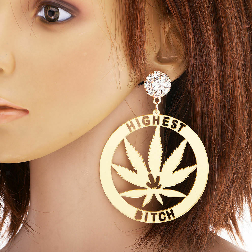 Punk Round Leaf Earrings Acrylic Ear Studs Women Statement Party Jewelry