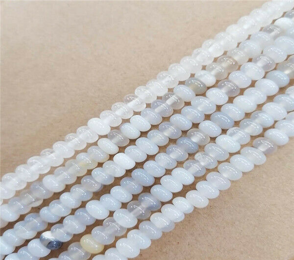 1 Strand 6x4mm Natural White Agate Rondelle Abacus Spacer Beads 15.5inch HH9367