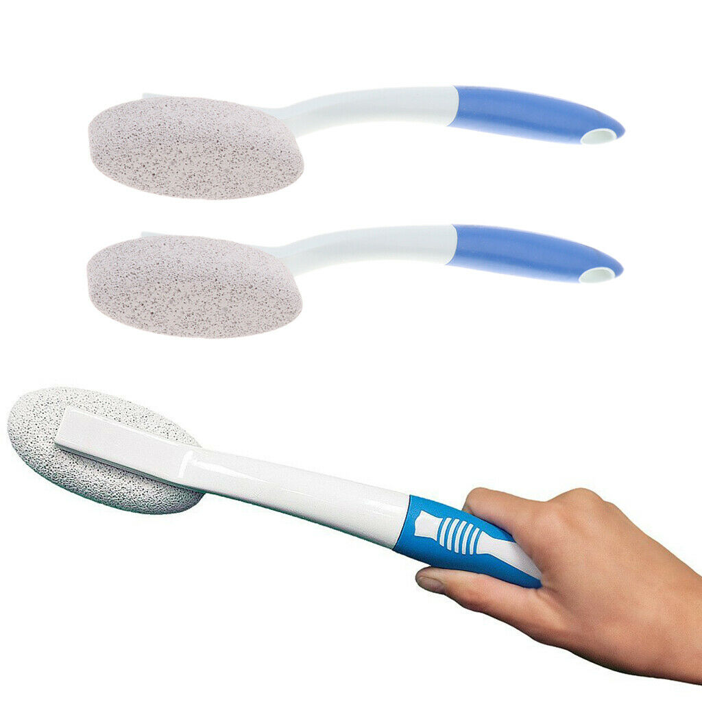 2 Pieces Long Handle Pumice Stone Brush Foot Scrubber Bath Dead Skin Remove