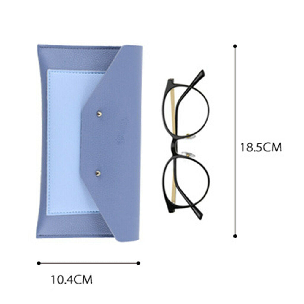 Leather Eyeglasses Case Flip Top Envelope Pouch Eyewear Carrying Holder Blue