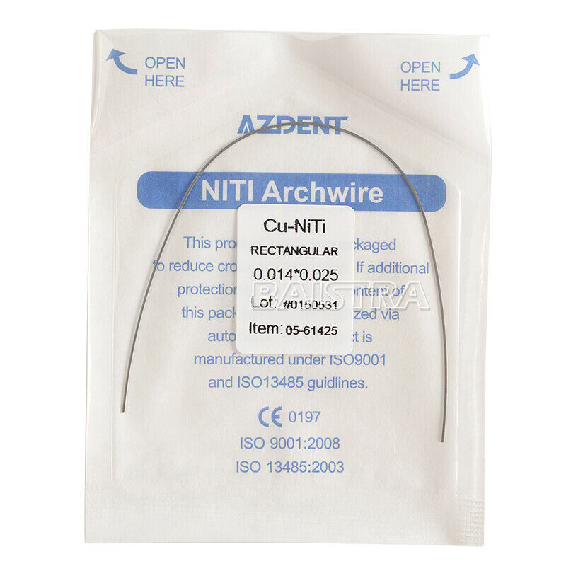 50X Dental Cu NiTi Copper Nickel Titanium Rectangular Arch Wires 0.014*0.025