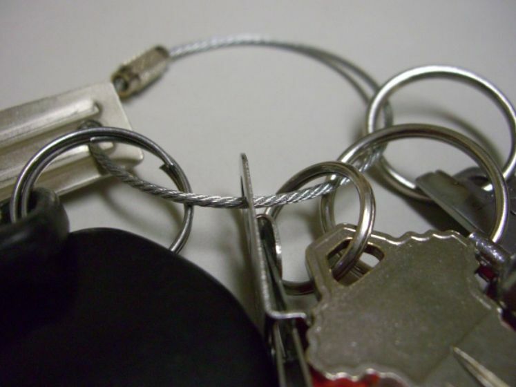 5pc Sport Wire Carabiner KEY CHAIN Cable Stainless Steel RING Screw Locking New~