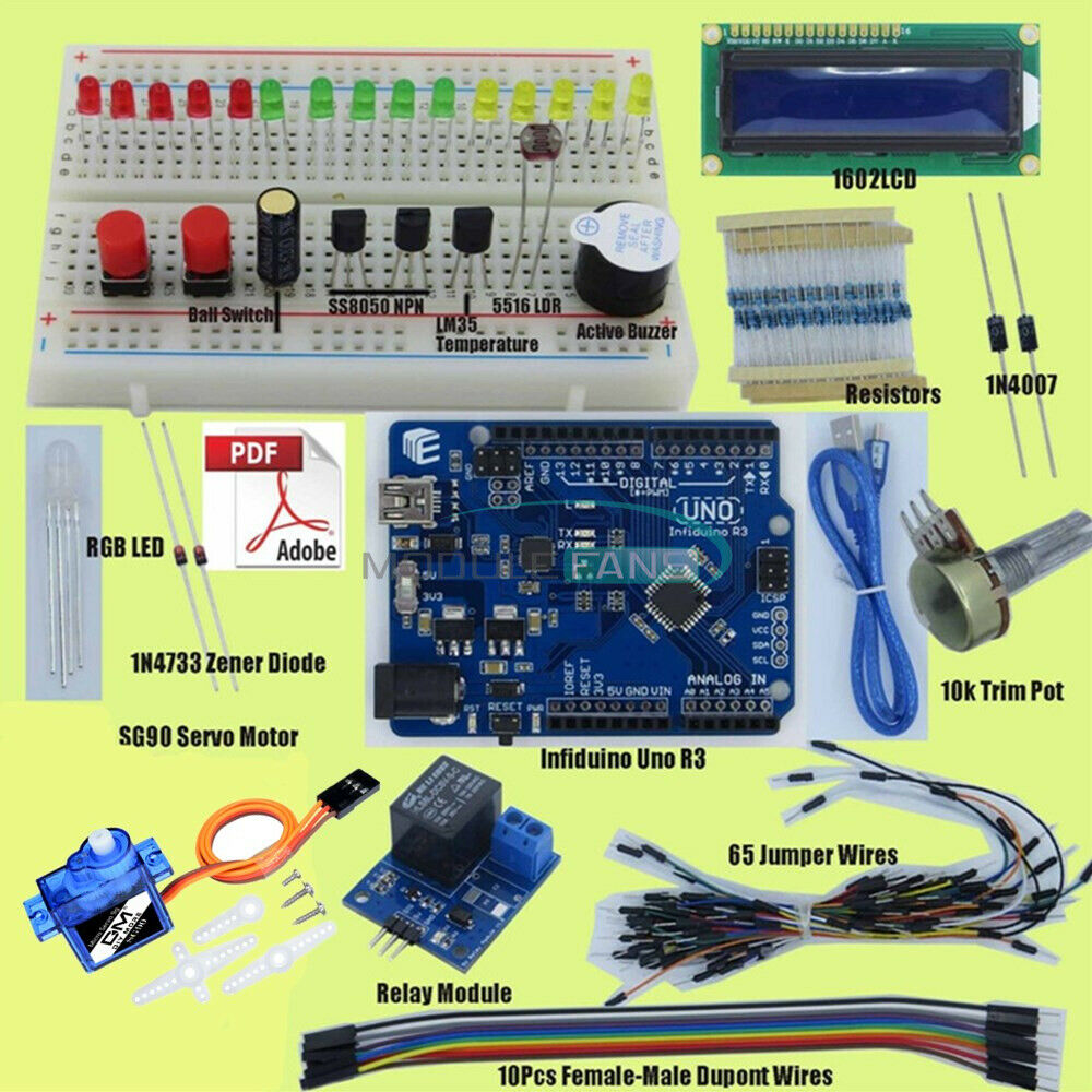 Small Basic Starter Kit for Arudino 1602LCD Uno R3 Mega2560 Servo With Infiduino