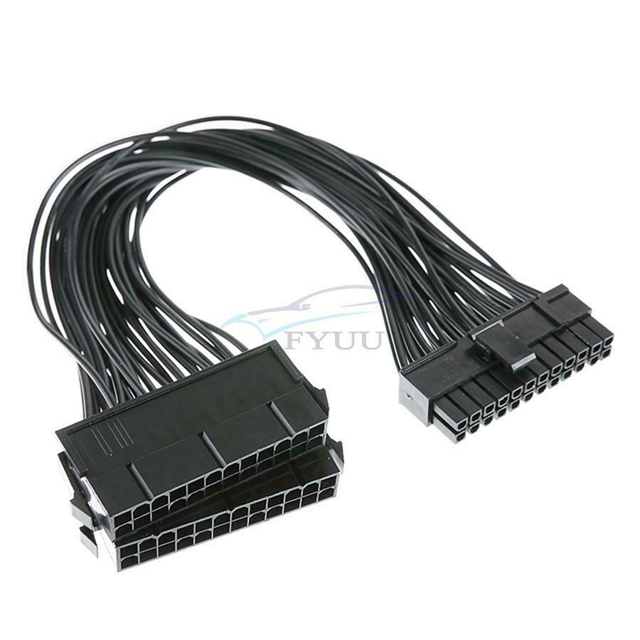 1 Piece 30cm 24-pin Dual PSU Power Supply Cable ATX Motherboard Adapter Cord