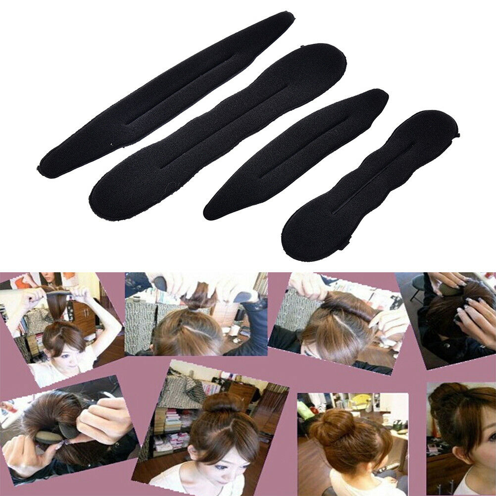 4 Pcs Magic Foam Sponge Hair Styling Clip Donut Bun Curler Maker Ring Too.l8
