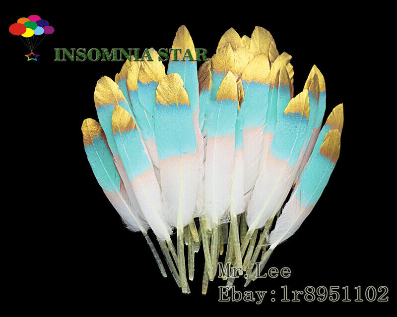 100pcs Beautiful Blue lake Colorful Natural Goose Feather 10-15cm/4-6 inches