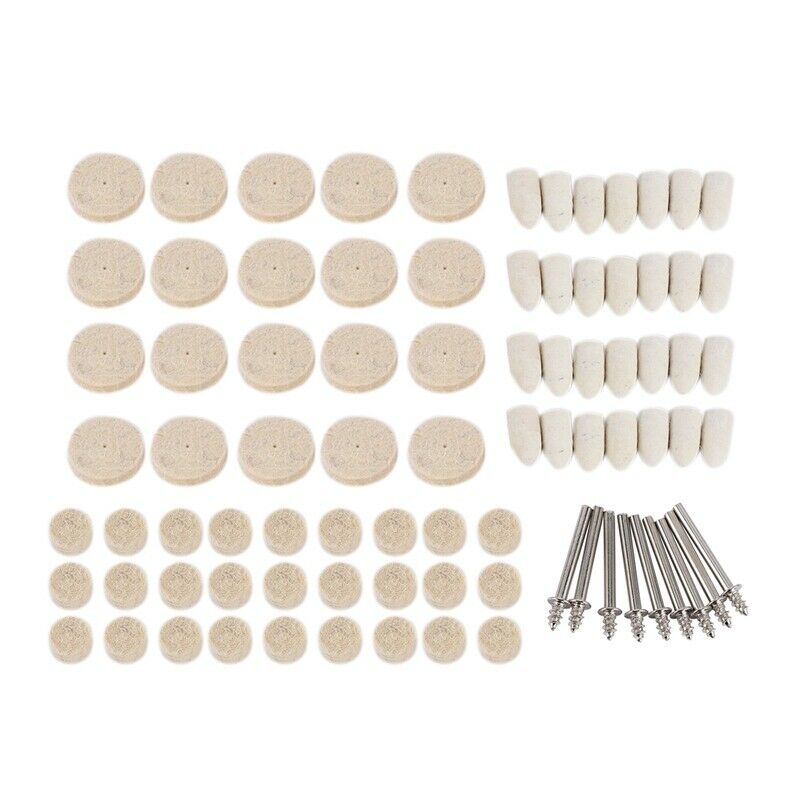 88 Pcs Wool Felt Polishing Wheels Buff Pad With Mandrel For For All Rotary TooS6