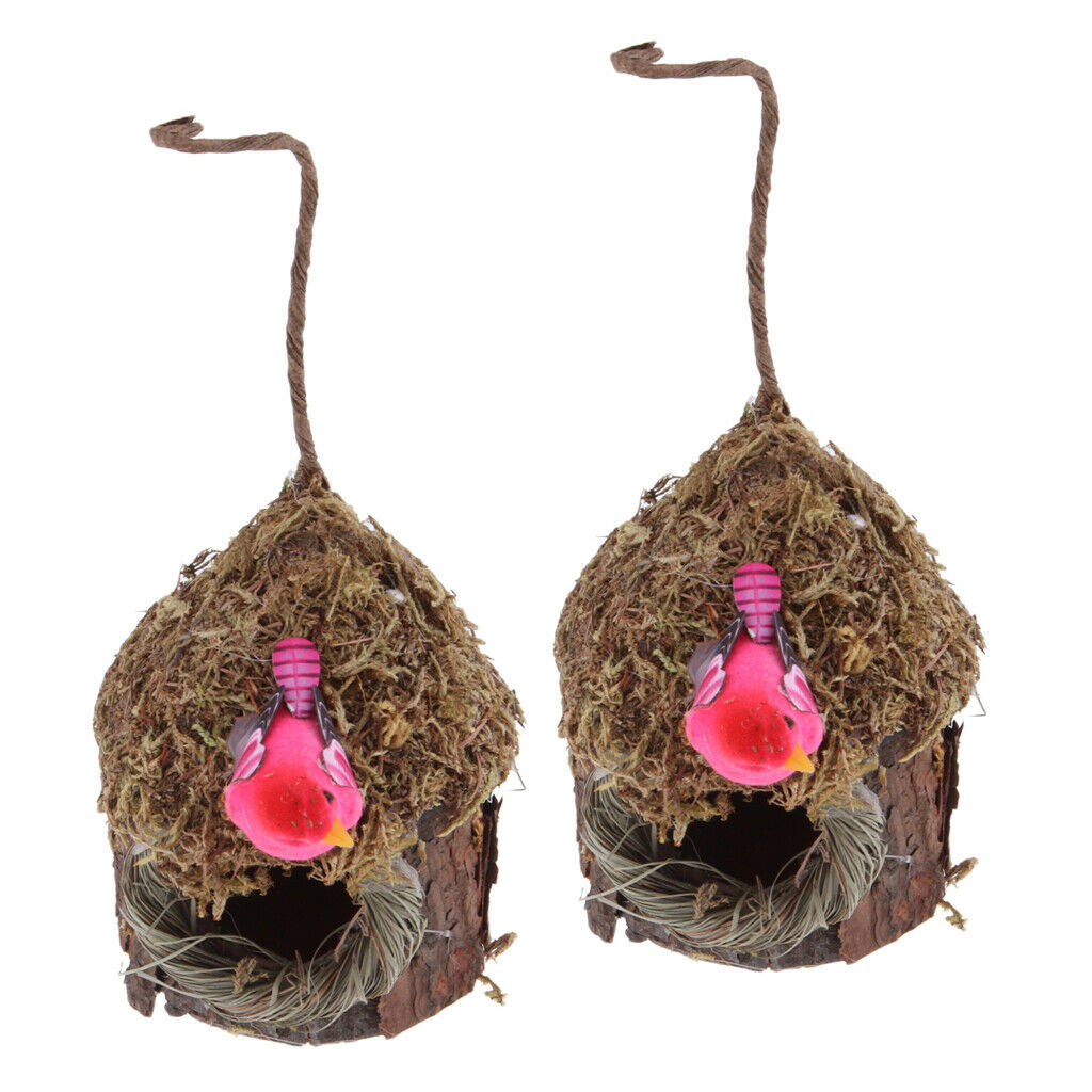 2 Pcs Natural Pet Bird Nest Canary Cockatiel Breeding Birdcage Cave Bed