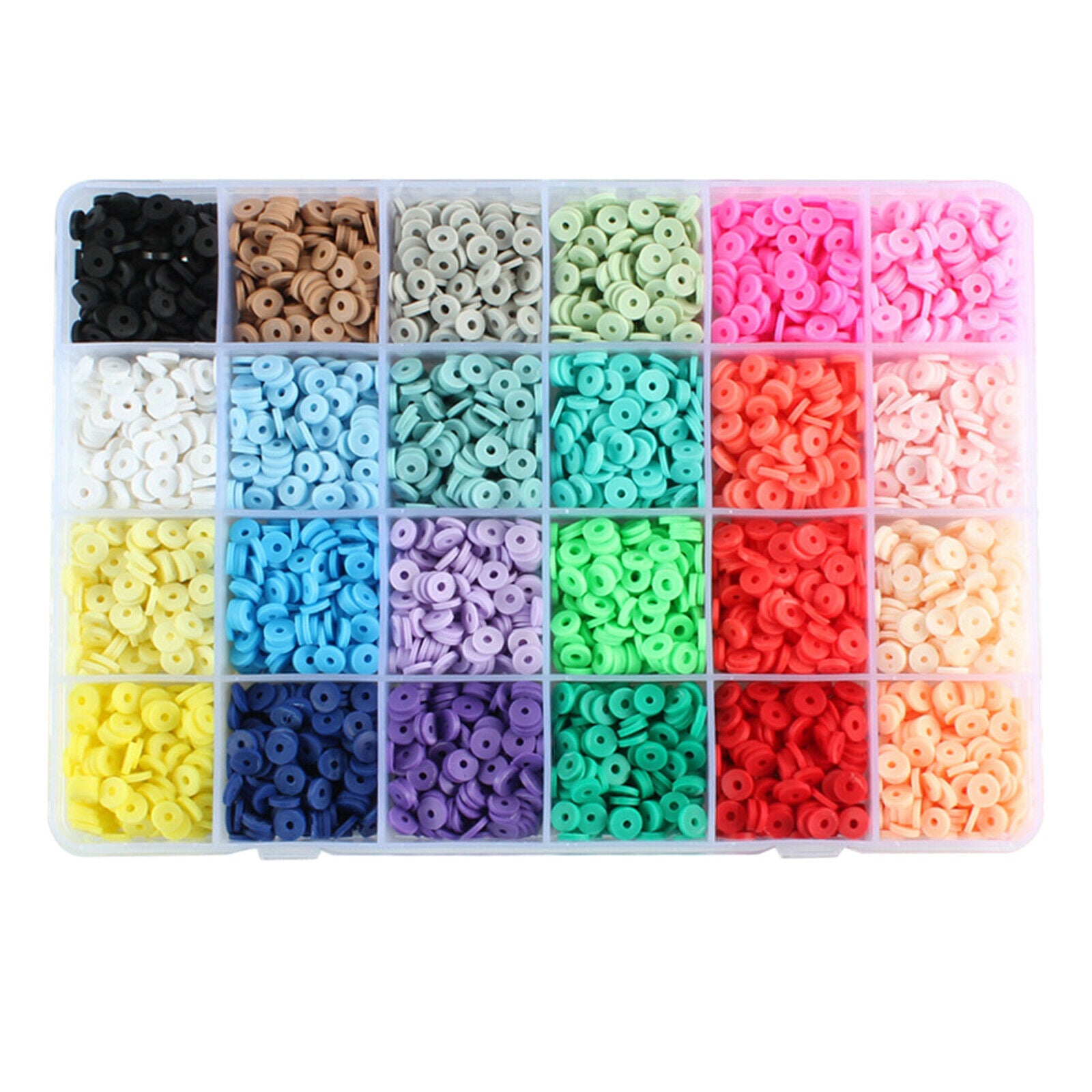 4800Pack 24 Colors Flat Round Clay Beads 6mm Beads DIY Jewelry Sewing Craft
