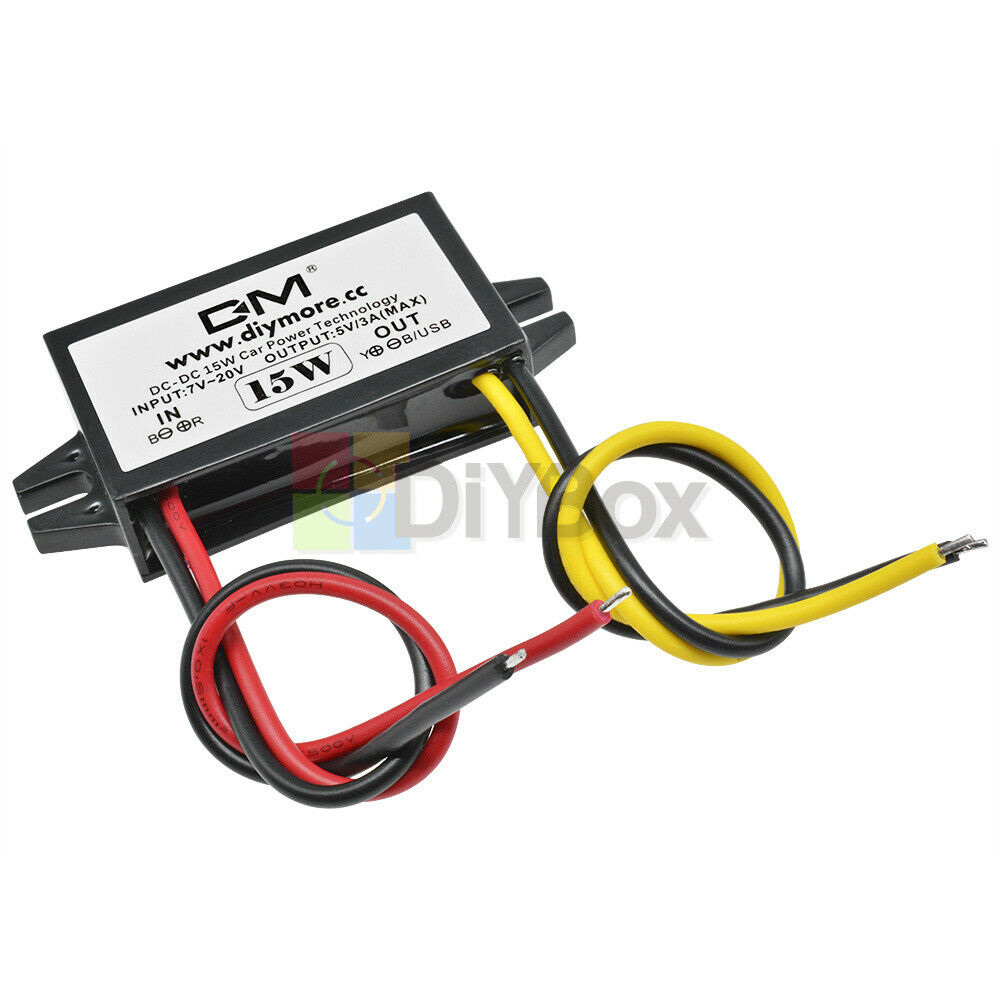 DC-DC Buck Converter 12V to 5V 3A 15W Step Down Regulator Power Supply No USB