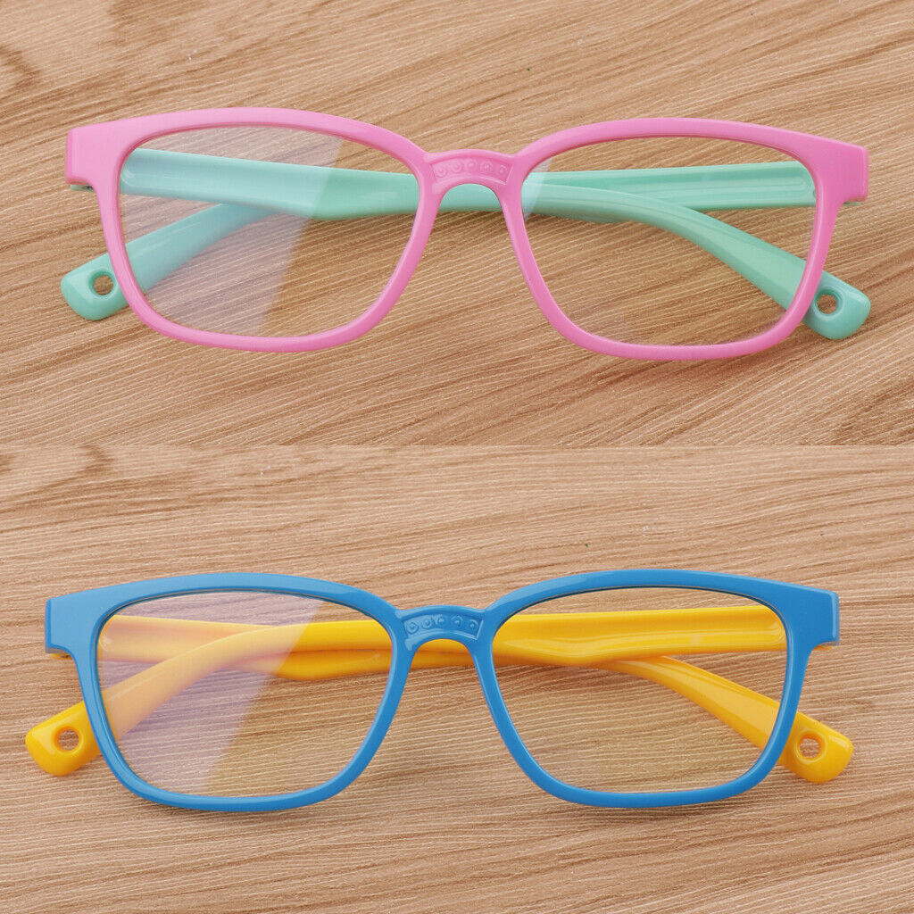 2pcs New Kids Eyeglasses Blue Light Blocking Silicone Frame Glasses Goggles