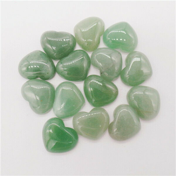 15Pcs 18x15x6mm Natural Green Aventurine Love Heart Cab Cabochon DIY HH9676