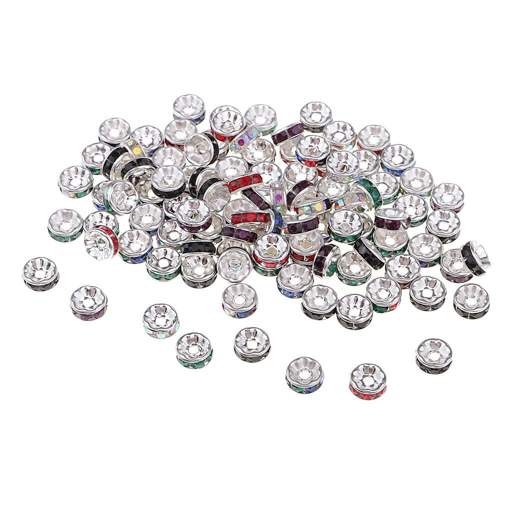 100x Metal Rondelle Beads DIY Spacer Beads Crystal Charms Beads Spacers 6mm