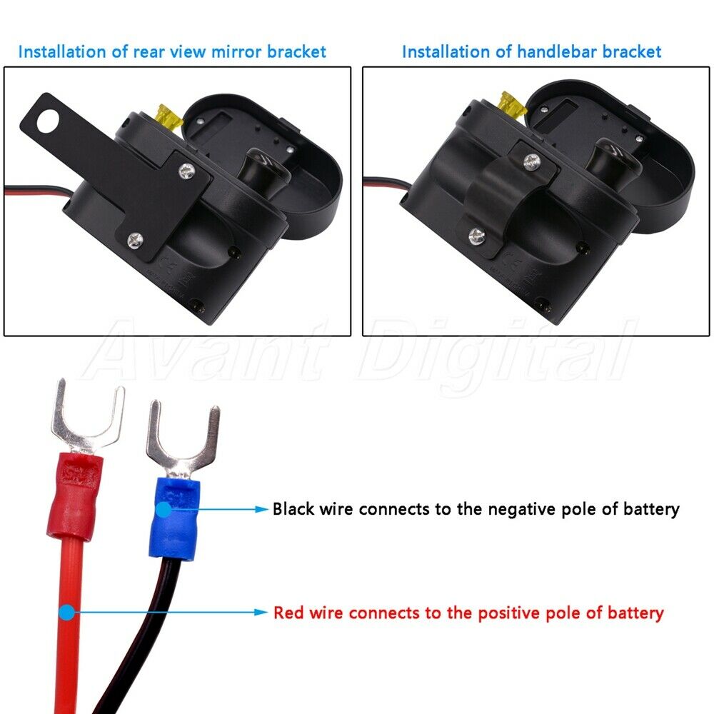 Motorcycle Cigarette Lighter Dual USB Charger Voltmeter Digital Clock Waterproof