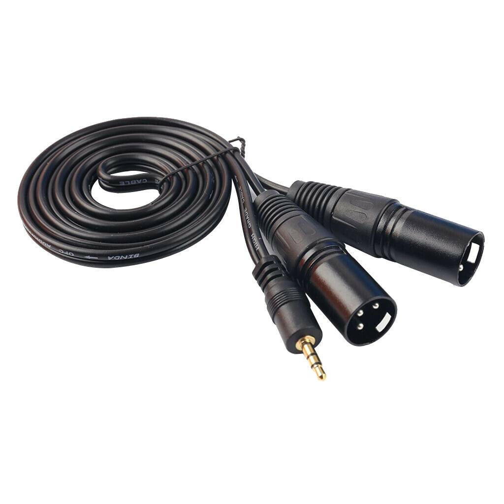 3.5 mm Stereo 1/8" to Dual Male XLR Splitter Patch Cable .