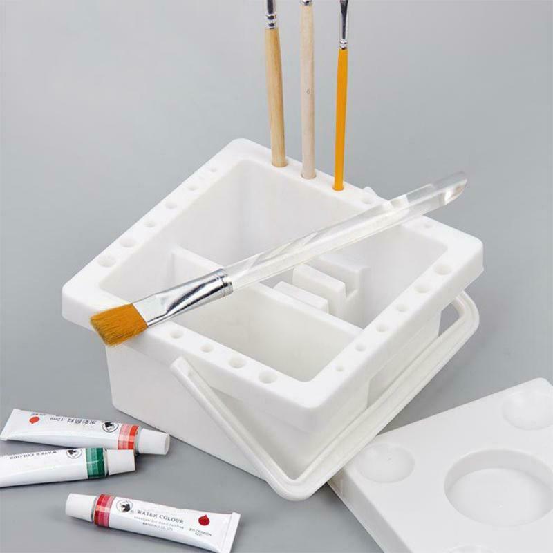Multi-IN-1 Artist Paint Brush Washer with Removable 5 wells Palette Lid Handle