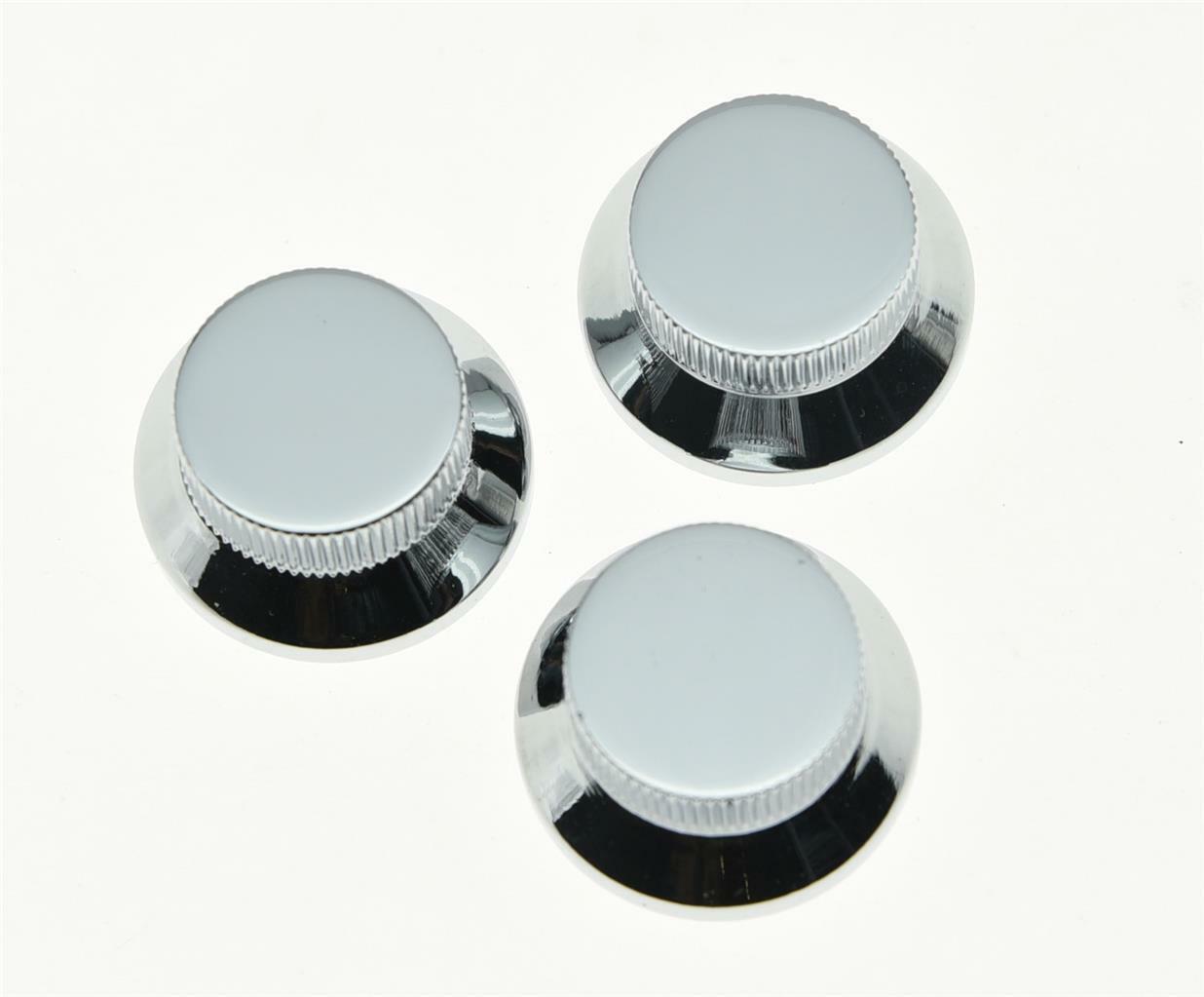 3pcs Chrome Metal ST Strat Knobs Top Hat Bell Guitar Bass Knob for 5.8mm Pots