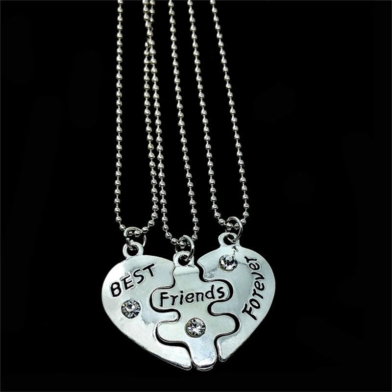 Best Friends Forever Broken Heart Crystal Pendant Necklace Friendship Jewelr Pb