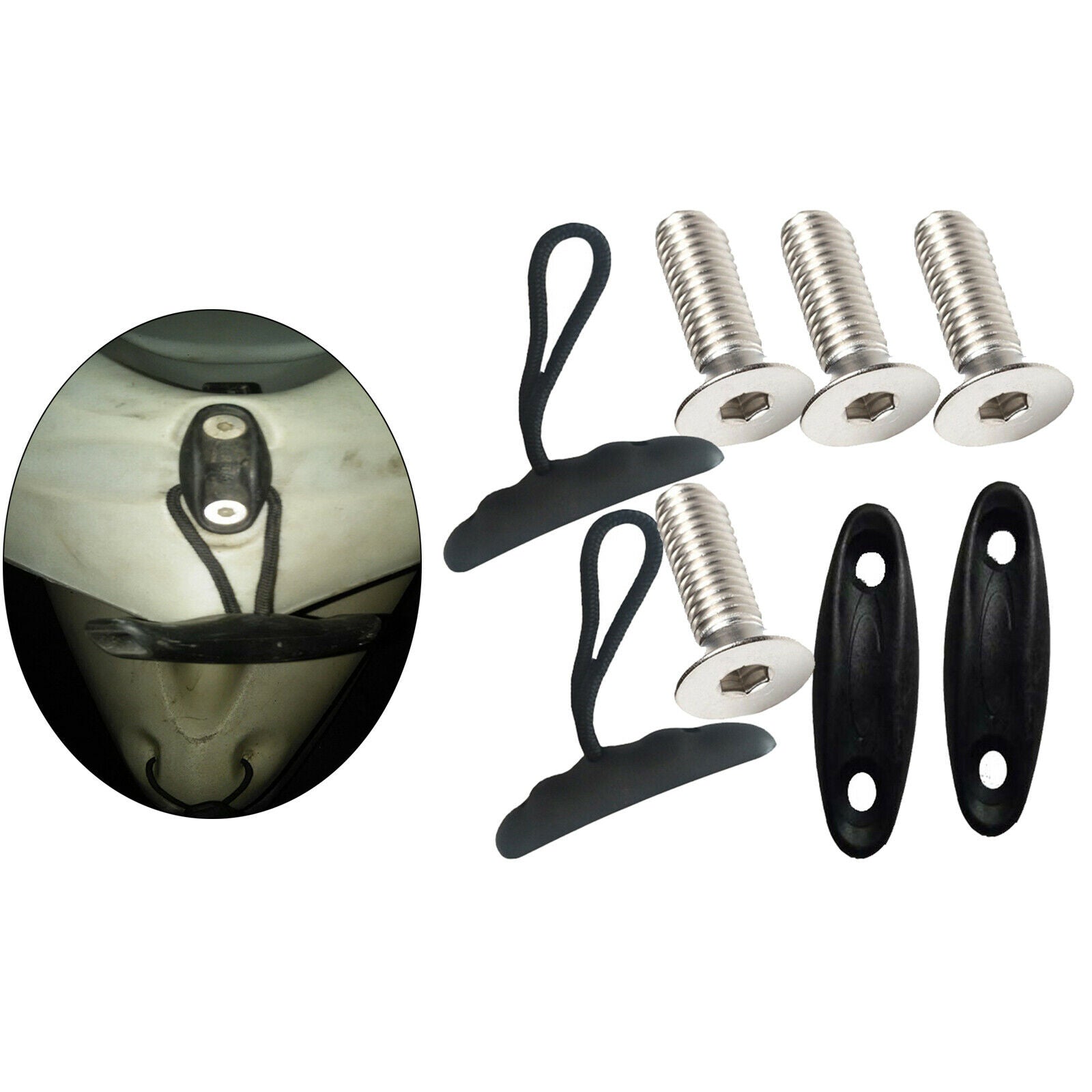 2x Durable Kayak Carry Handle Pulling T-Handle with Cord Handles Pad Eyes
