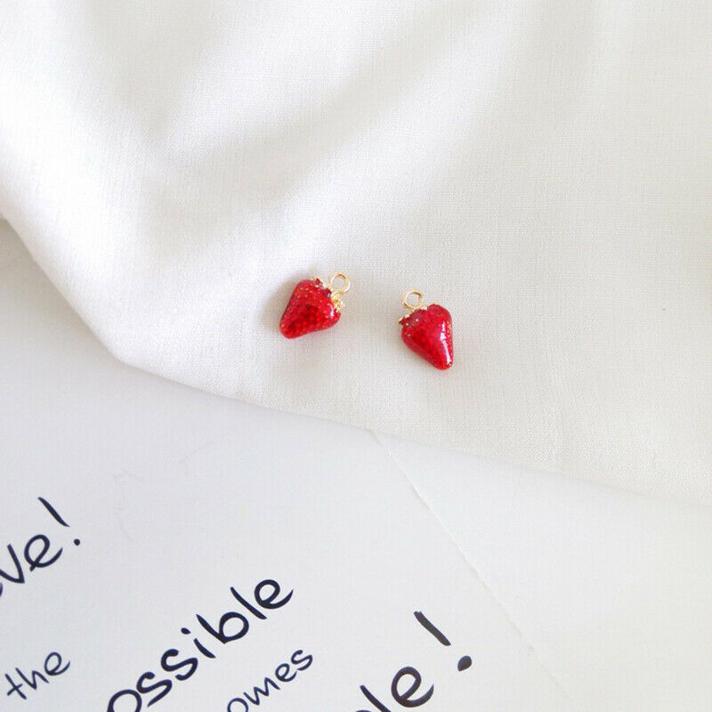 2PCS Strawberry Enamel Charms Handmade DIY Crafts Alloy Jewelry Making Gi.l8