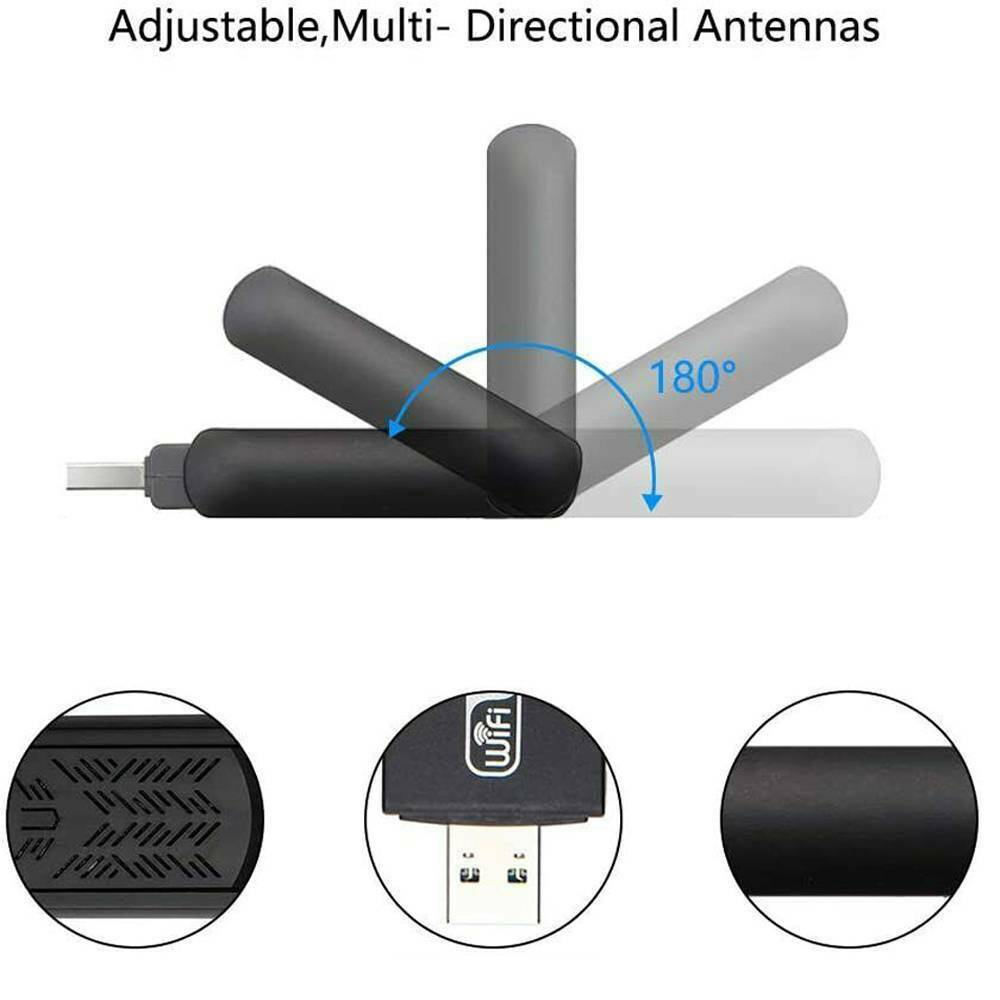 Computer Black 1200Mbps WiFi Dongle Wireless Adapter USB 3.0 Dual Band Antenna!